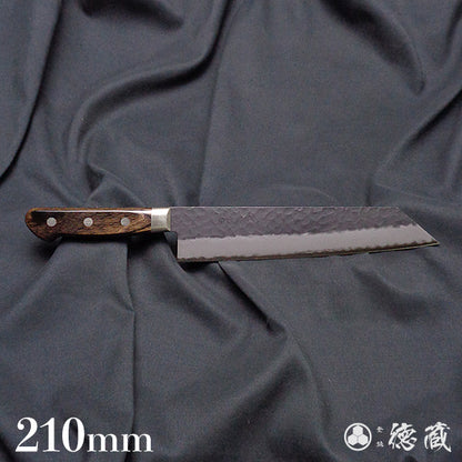 青Ｓ　黒肌槌目仕上　切付包丁　焦茶ハンドル