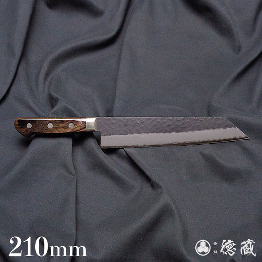 青Ｓ　黒肌槌目仕上　切付包丁　焦茶ハンドル