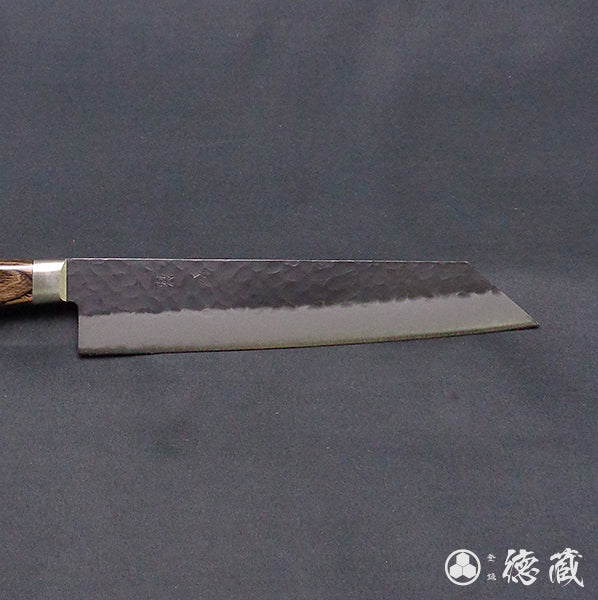青Ｓ　黒肌槌目仕上　切付包丁　焦茶ハンドル