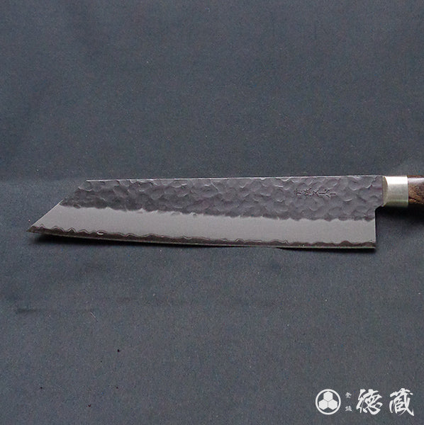 青Ｓ　黒肌槌目仕上　切付包丁　焦茶ハンドル