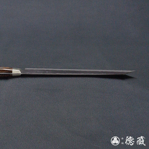 青Ｓ　黒肌槌目仕上　切付包丁　焦茶ハンドル