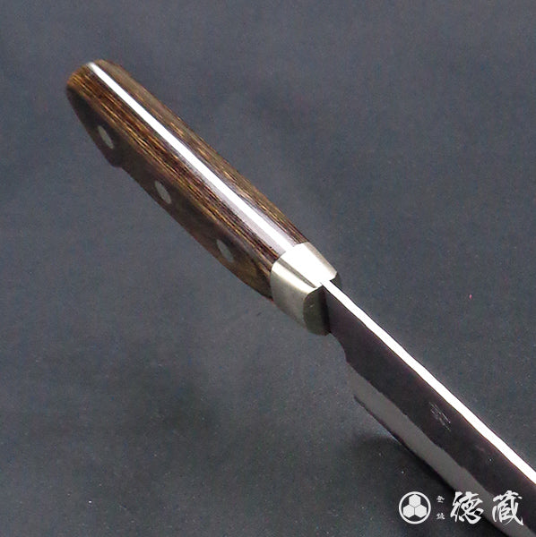 青Ｓ　黒肌槌目仕上　切付包丁　焦茶ハンドル