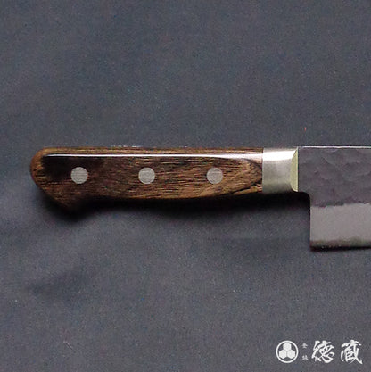 青Ｓ　黒肌槌目仕上　切付包丁　焦茶ハンドル