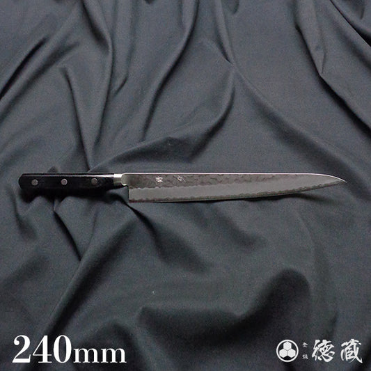 青Ｓ　槌目仕上　筋引包丁　黒ハンドル