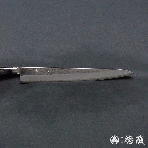 青Ｓ　槌目仕上　筋引包丁　黒ハンドル