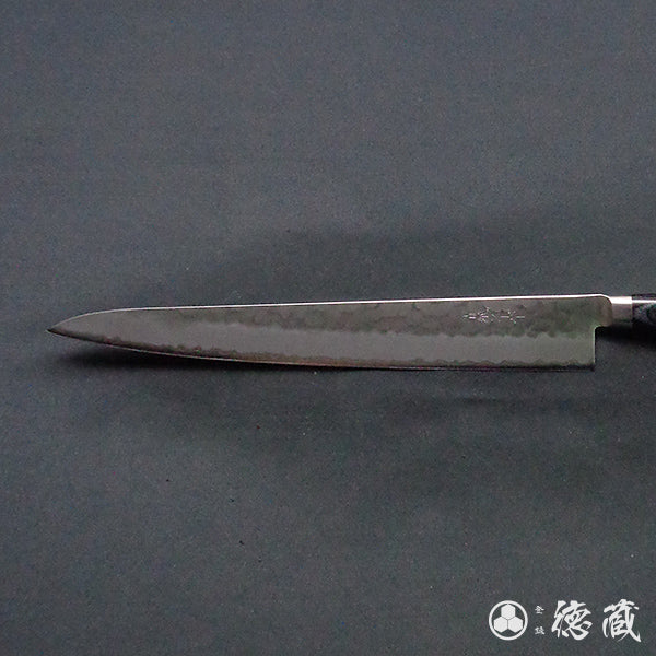 青Ｓ　槌目仕上　筋引包丁　黒ハンドル