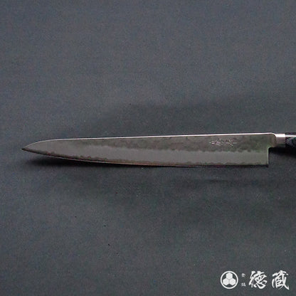 青Ｓ　槌目仕上　筋引包丁　黒ハンドル