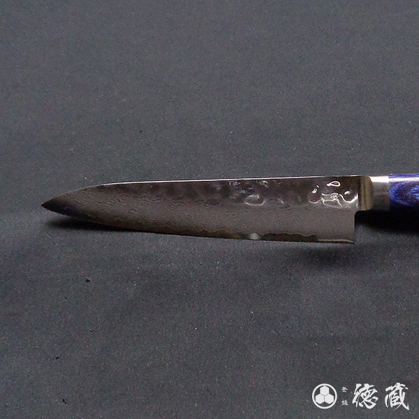 VG10　ダマスカス　槌目仕上　ペティナイフ　青ハンドル