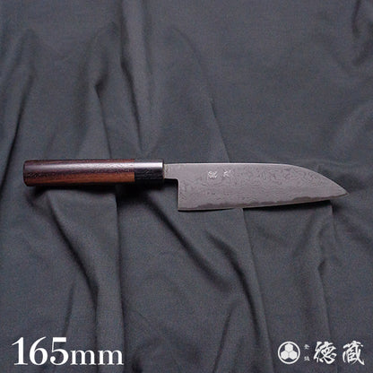 青二 大马士革 抛光加工 三德刀 紫檀木手柄