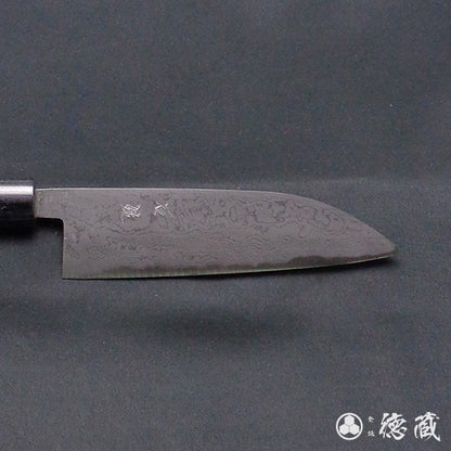 青二 大马士革 抛光加工 三德刀 紫檀木手柄