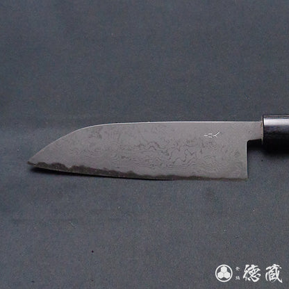 青二 大马士革 抛光加工 三德刀 紫檀木手柄