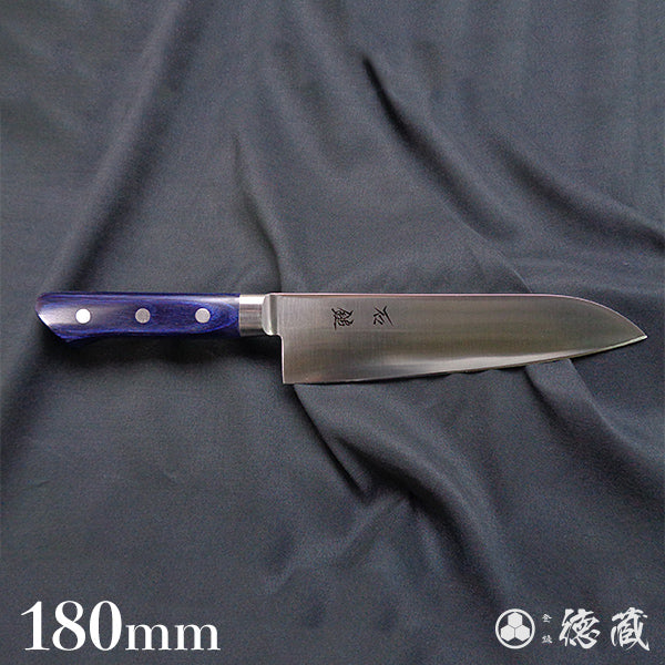 AUS8　三徳包丁　青ハンドル