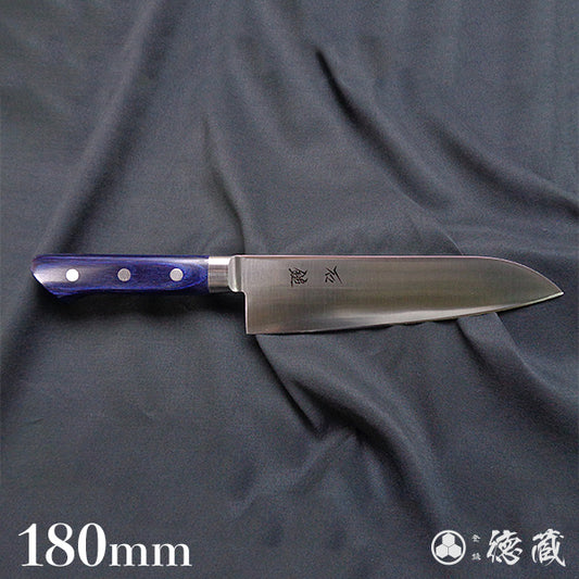 AUS8　三徳包丁　青ハンドル