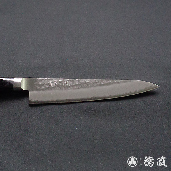 青Ｓ　槌目仕上　ペティナイフ　黒ハンドル