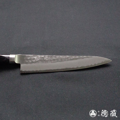 青Ｓ　槌目仕上　ペティナイフ　黒ハンドル