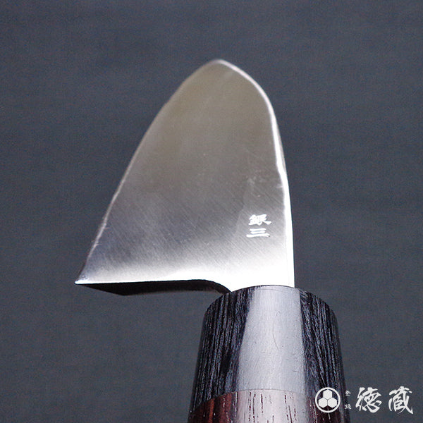 銀三　厚出刃包丁　紫檀柄