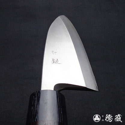 銀三　厚出刃包丁　紫檀柄