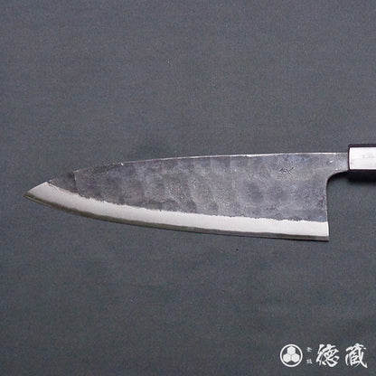 青二　黒打仕上　出刃包丁　クルミ柄
