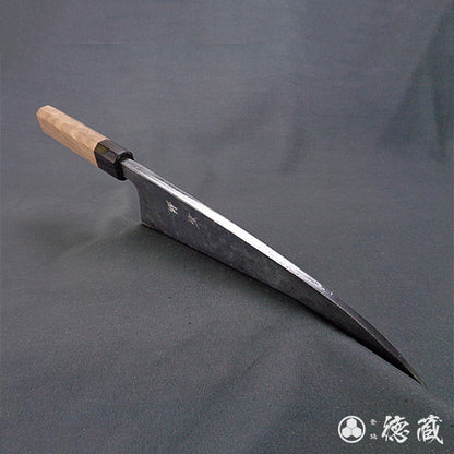 青二　黒打仕上　出刃包丁　クルミ柄